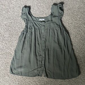 Pleione Green Button-Down Blouse